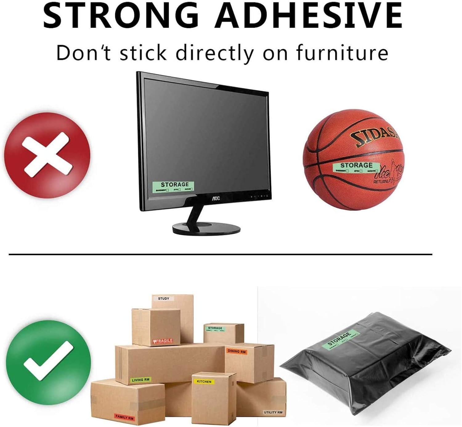 960 Count Home Moving Labels,16 Rolls Different Color Coding Moving Labels for Boxes Stickers + Fragile Moving Stickers + 1 Blank Label Roll for Customized Use - Image 4