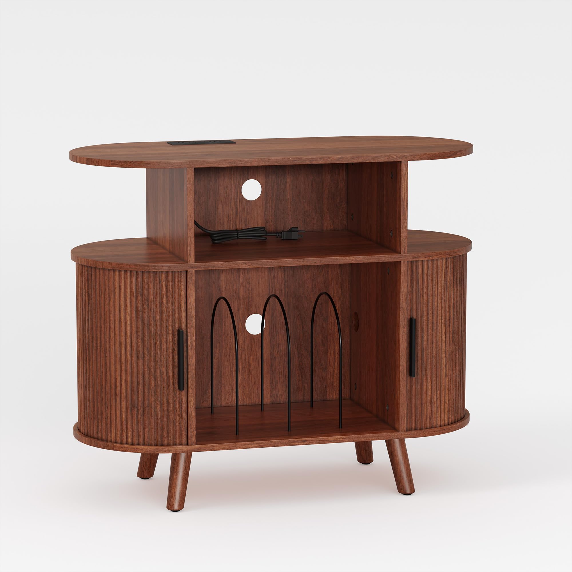 Meuble Tourne Disque Bois Support Pour Table de Tournante GroßEr PlattenstäNder Aufbewahrung Bord de Arrondi Tourne Disque Support Pour Tourne Disque Marron Meuble Platine Vinyle Salle de RéCeption