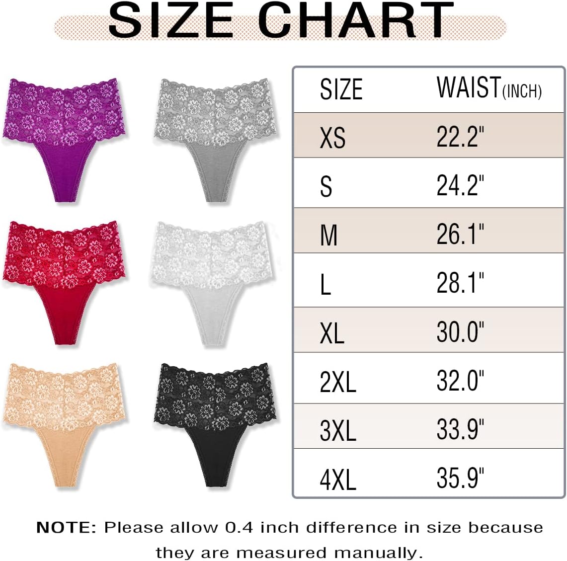 Women's High Waisted Retro Lace Thong Panties Seamless Plus Size Cotton Underwear - Image 4