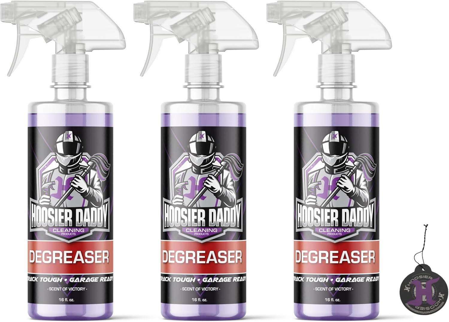 Hoosier Daddy 16oz Degreaser - Ultra-Tough Formula Destroys Grease, Oil, & Grime - Perfect for Cars & Garages + Air Freshener (3-Pack)