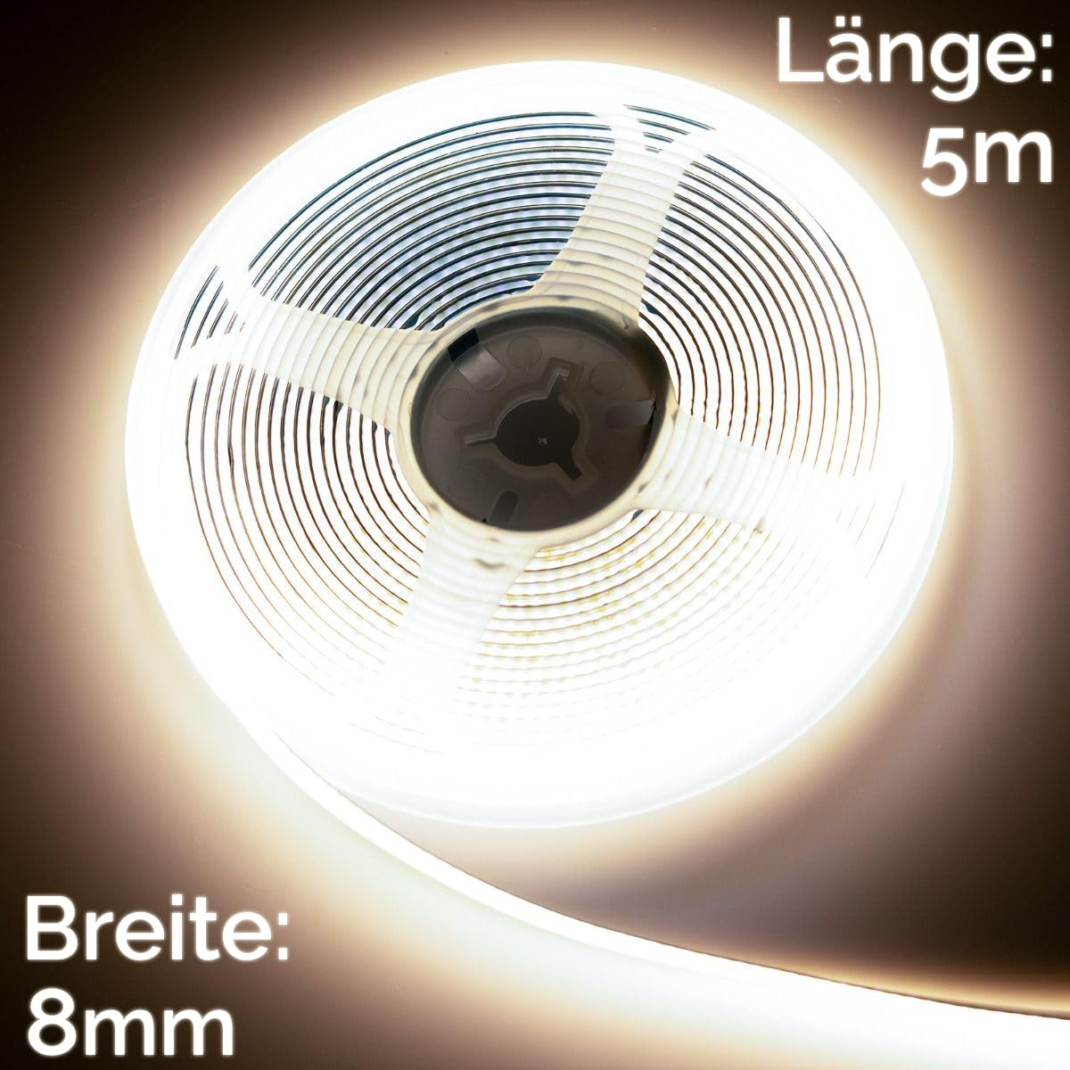 Lumiled LED Streifen 5M, 1920 LEDs 12V neutralweiß 4000K, 50W NEON LED Strip, COB LED Band IP65 wasserdicht, Hohe Helligkeit 5500 lm Selbstklebend, Lichtband Außenbereich Küche, ohne Netzteil