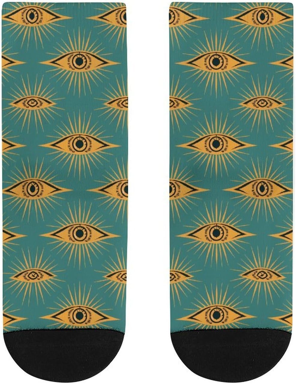Green Evil Eye Moon Knee High Socks Athletic Long Stockings Sport Casual Crew Tube Sock Boot 30cm