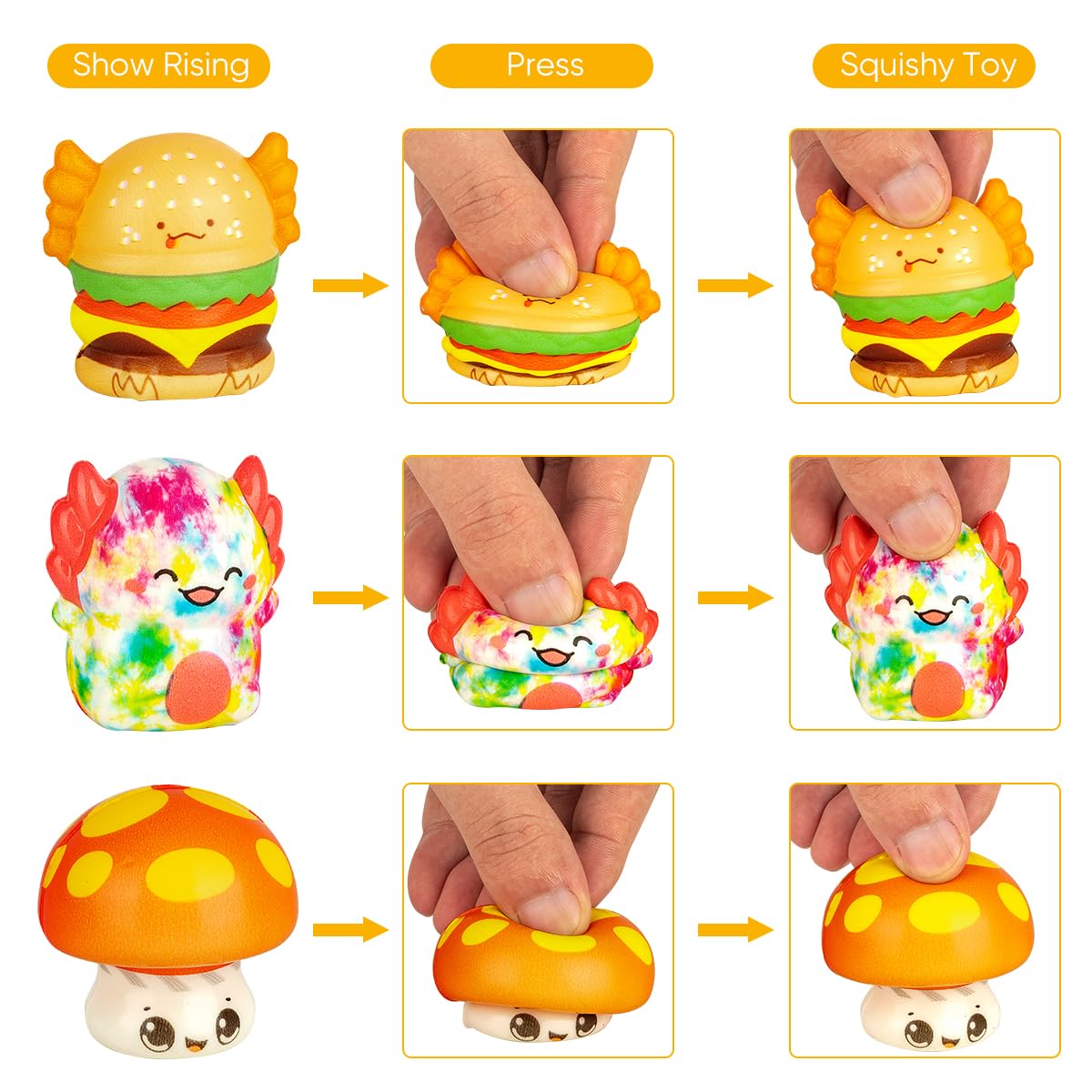 Zestaw 30 zabawek Squishy Toys, zabawki antystresowe, antystresowe, squishies, upominek urodzinowy dla dzieci, na imprezę, prezent dla gości