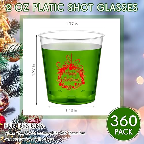 Miniatura 2 de Yaomiao 600 vasos de plástico de Navidad de 2 onzas, vasos transparentes para fiesta de Navidad, vasos desechables a granel de plástico para