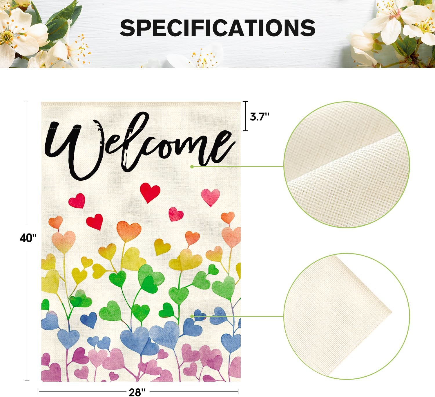 AVOIN colorlife Love Hearts Rainbow Pride House Flag 28x40 Inch Double Sided, LGBTQ+ Community Progress Equality Welcome Yard Outdoor Flag (Pack of 2)