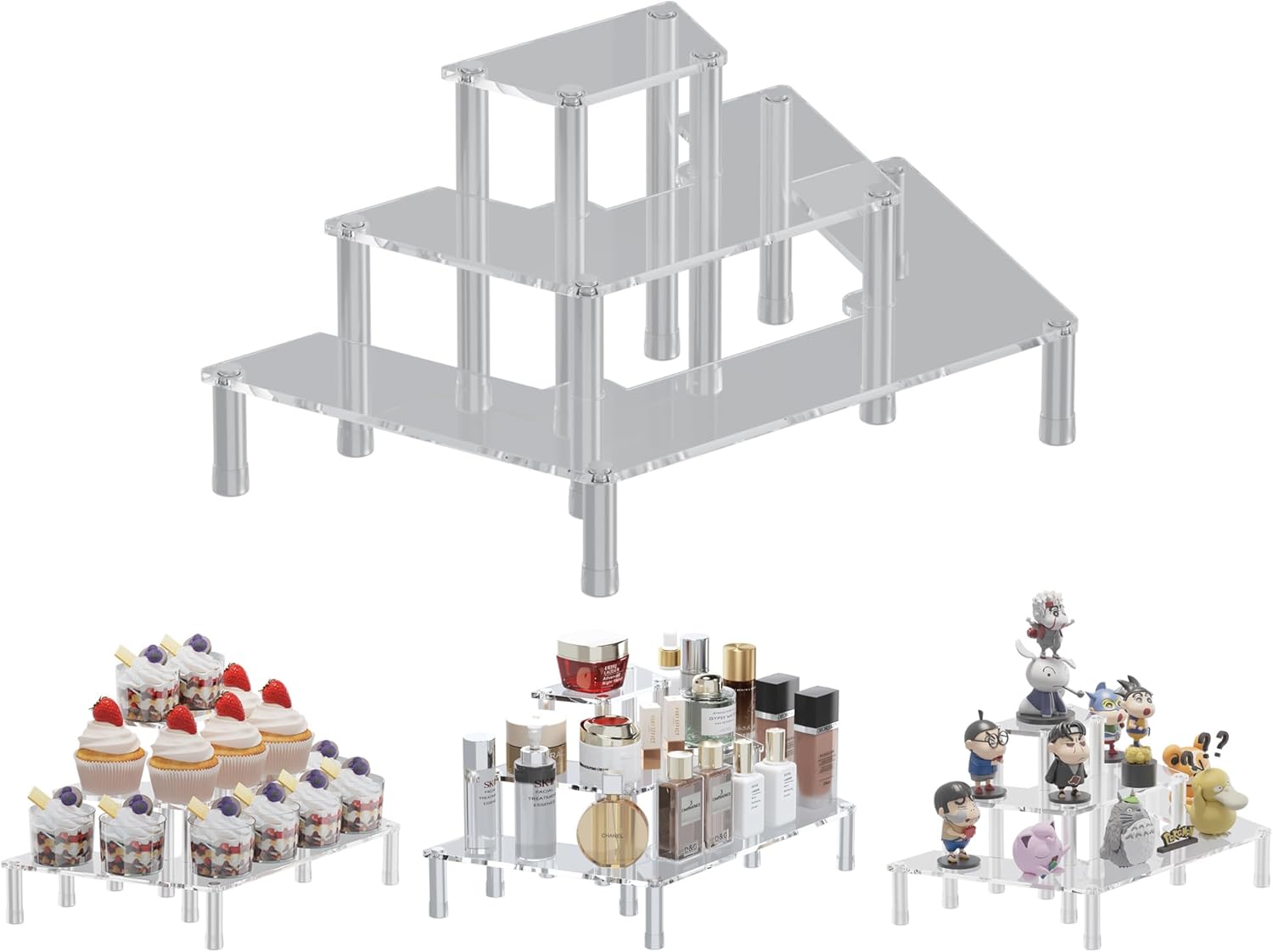 Solbortum 3 tier Acrylic Risers for Display, Action Figure