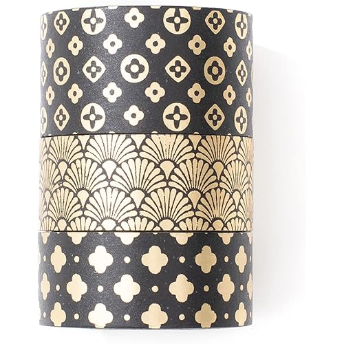 YUBBAEX Gold Veins Washi Tape Gorgeous Foil Masking Tape Set Decorative for Arts, DIY Crafts, Journal Supplies, Planners, Scrapbook, Card/Gift Wrapping (Ancient Treasure)