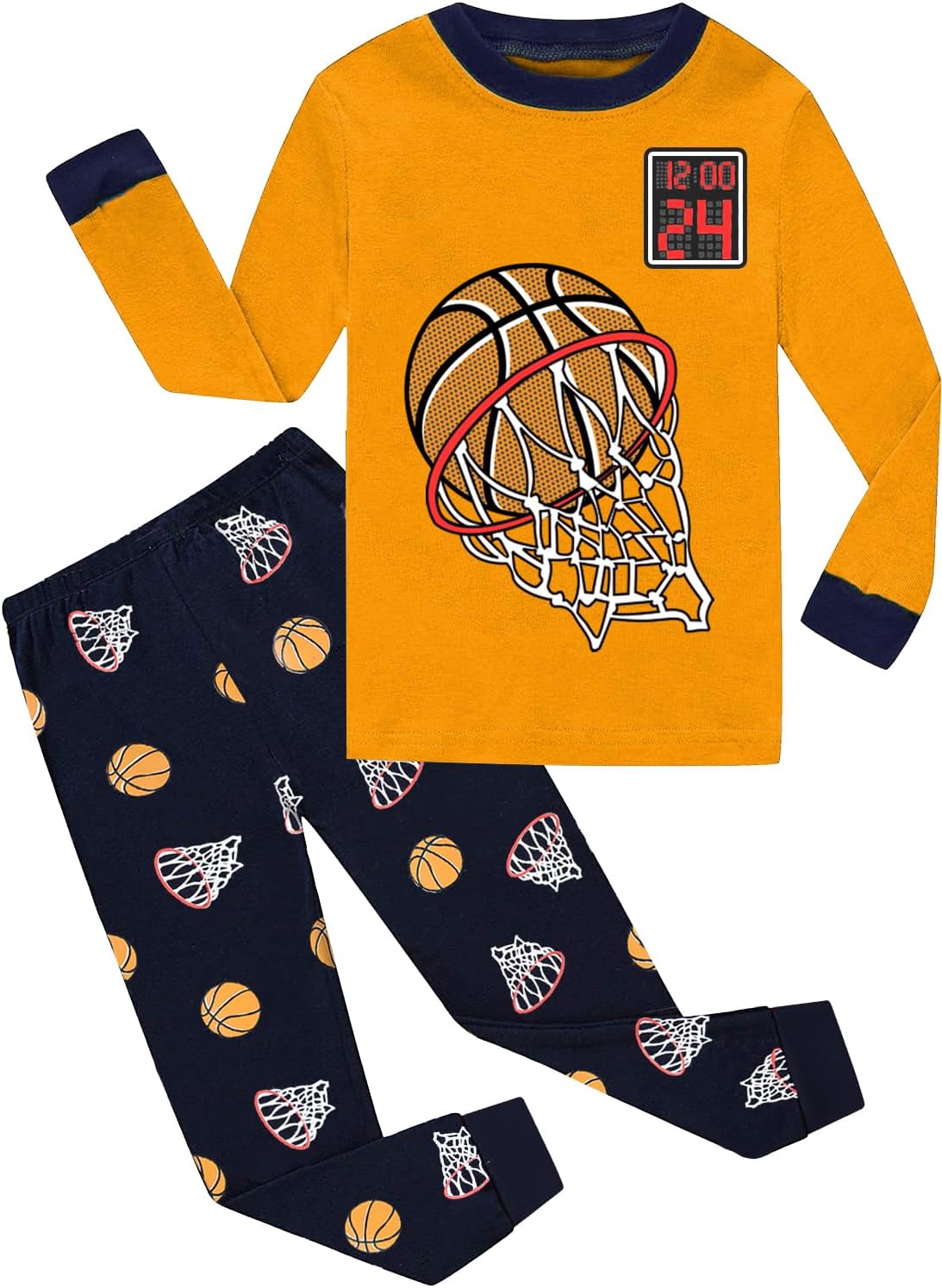 DDSOL Toddler Boys Pajamas Warm Pjs Kids Long Sleeve Sets Baby Sleepwear Truck Ball Game Winter Jammies 2-7 Years