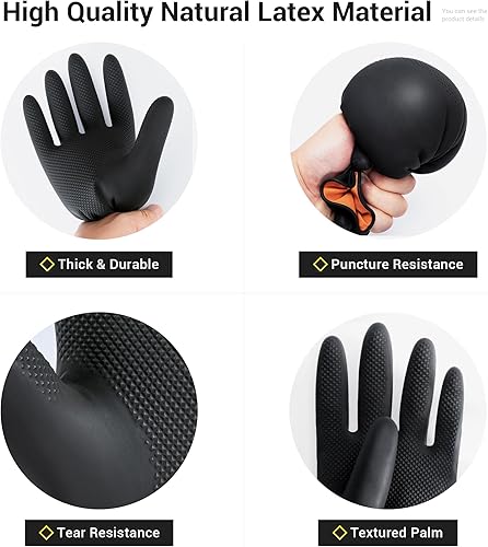 Miniatura 2 de ThxToms 3 pares de guantes de lavado de platos, guantes de limpieza de látex reutilizables para tareas domésticas, cocina, baño, duraderos,