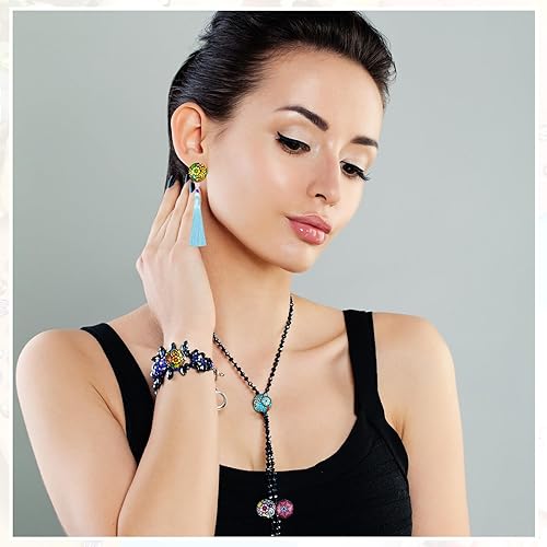 Miniatura 7 de JOVITEC Cabujones de cúpula impresos de mosaico de 0.472 in, color mixto, patrón de flores, medio redondo, manualidades, mosaico de vidrio para