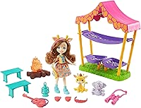 Enchantimals Savannah Sleepover Playset with Griselda Giraffe Doll (6-in), 2 Animal Friends, Tent, and 10 Accessories, Sunny Savanna Collection, Great Gift for Kids Ages 3Y+