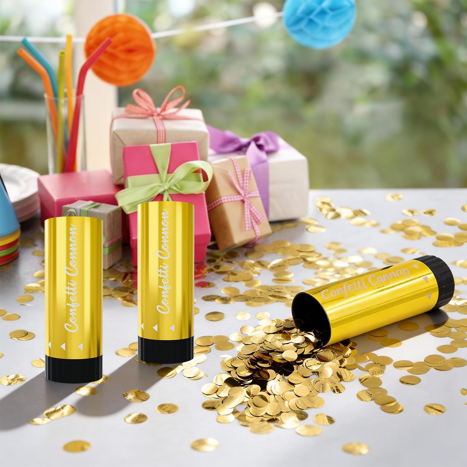 Small Confetti Cannon 24 Pack Mini Confetti Poppers Gold Party Poppers Confetti Spring Loaded Confetti Cannons for Kids Ideal for Weddings Birthdays Graduations Baby Shower Christmas New Years