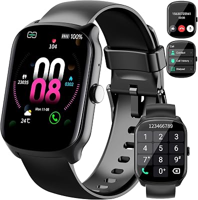 Smartwatch Uomo Donna, 1.95 schermo curvo Orologio watch Chiamate Bluetooth, 110+ Modalità Sportive Fitness watch, Contapassi Sonno Cardiofrequenzimetro, IP68 Smart watch per iOS/Android, Nero