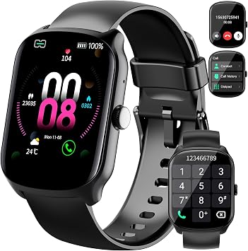 Qecnato Smart Watch for Men Women, 1.95" HD Smartwatch Dial/Answer Calls, Heart Rate/Sleep Monitor Fitness Smartwatch, Curved Screen Watches, 112+ Sports Modes Activity Trackers, Light Black