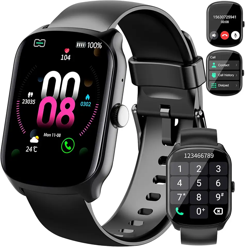 Smart Watch for Men/Women, Smartwatch with 1.95" Touch Screen, 110+ Sport Modes Fitness Tracker, Activity Tracker with Heart Rate Monitor/Pedometer, IP68 Waterproof Watch for Calls Black