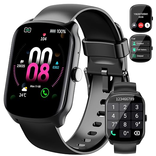 Smart Watch for Men Women, 1.95"HD Smartwatch (Dial/Answer Calls), Heart Rate/Sleep Monitor Fitness Smartwatch, Curved Screen Watches, 112+ Sports Modes Activity Trackers,IP68 Waterproof, Black