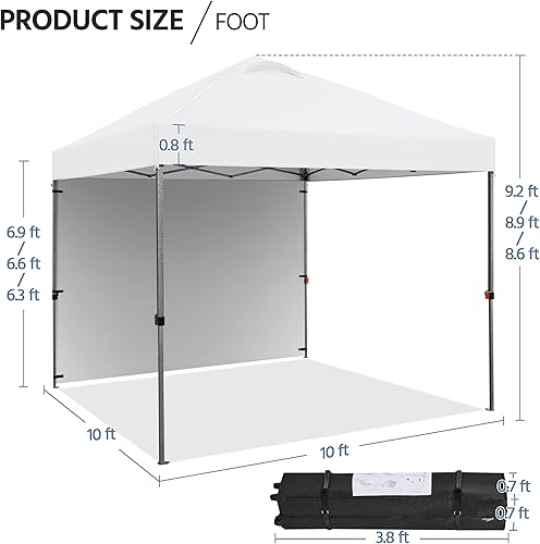 Miniatura 3 de Yaheetech Tienda de campaña desplegable de 10 x 10 pies con 1 pared lateral, tienda de campaña instantánea comercial instantánea 150D con bolsa con