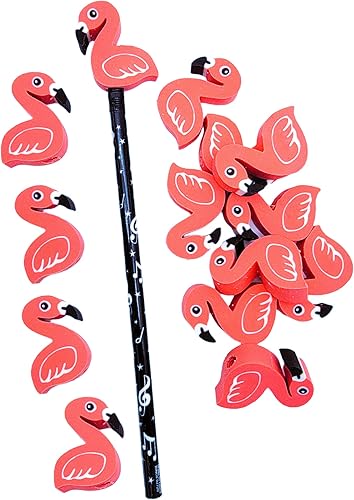 Miniatura 4 de Borradores grandes de flamenco rosa (paquete de 12) de 1.75 x 1.1 pulgadas. Goma. Bonito relleno de piñata para bolsas de regalos de fiesta.