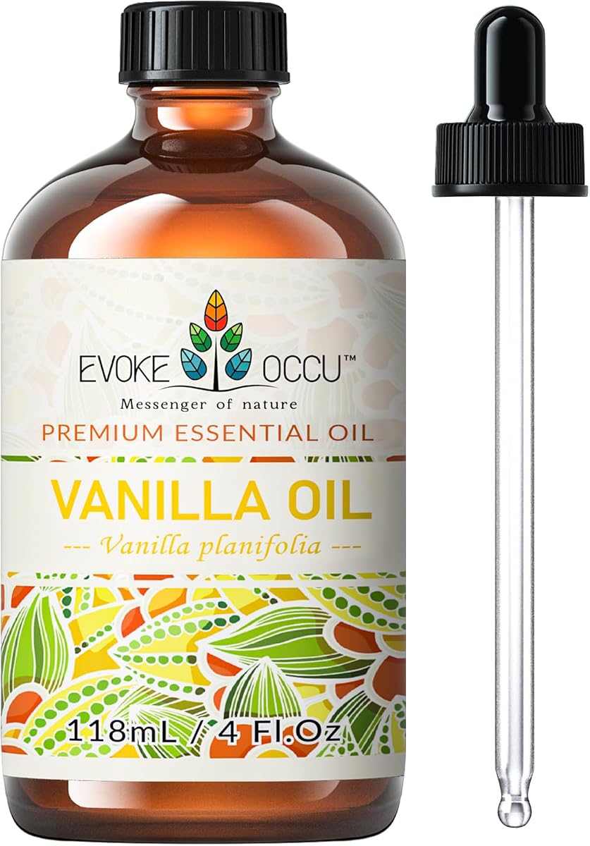 EVOKE OCCU Vanilla Essential Oil for Diffuser, Skin, Aromatherapy | Fragrance for Candle Soap Making Scent, Suitable for Laundry, Home, Room, Office - 4 fl oz / 118 mL