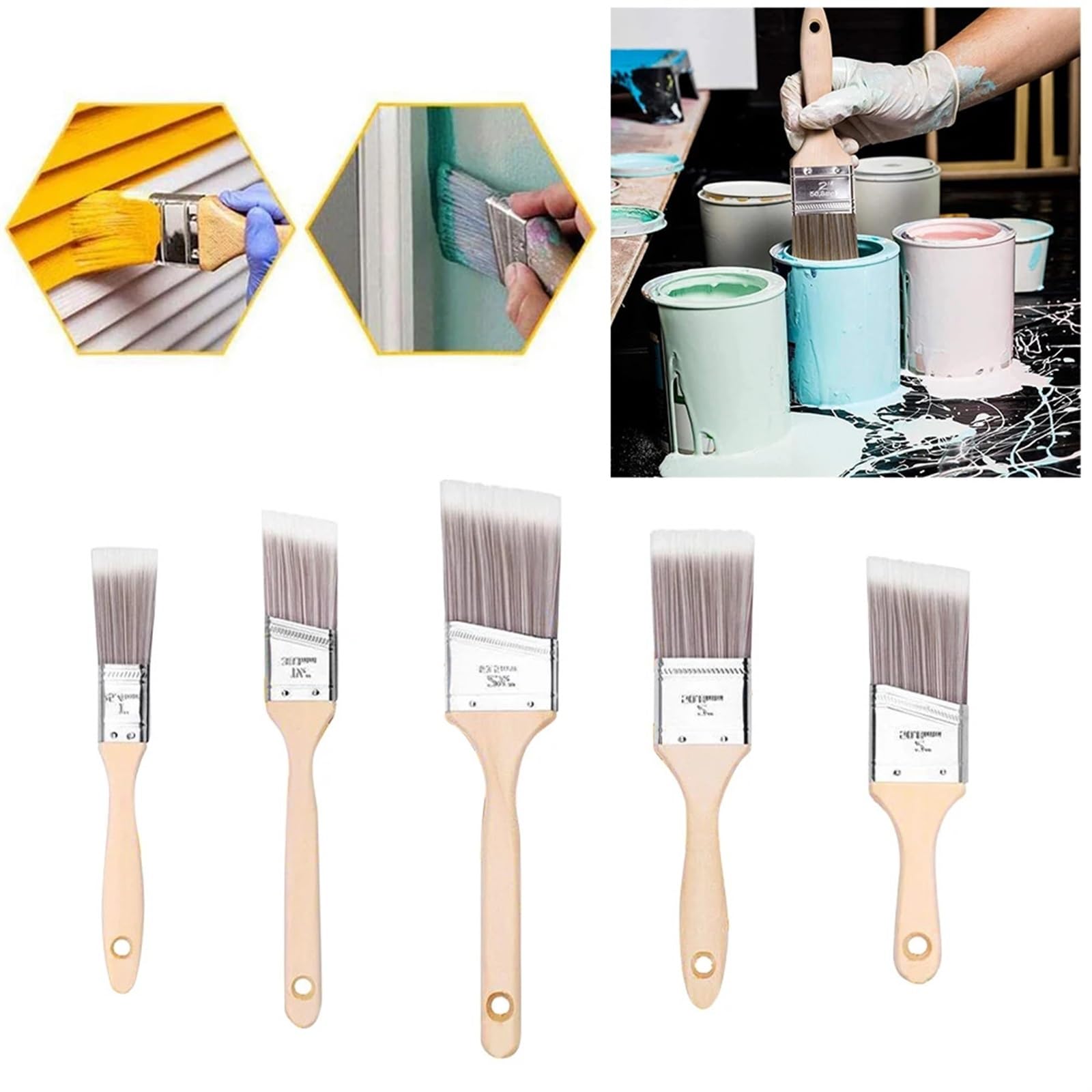 Obróbka ścian Malarz Easy Grip Zestaw pędzli do glazury ceramicznej Narzędzia ręczne Drewniany uchwyt Dom DIY Praktyczne, przenośne urządzenie wielofunkcyjne