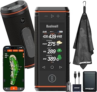Bushnell Golf Wingman HD GPS Speaker with Color Touchscreen, Audible and Visual Front/Center/Back with Powerful 360 Degree Audio, Hazard Distances. Full Hole View and Signature Series Power Bundle