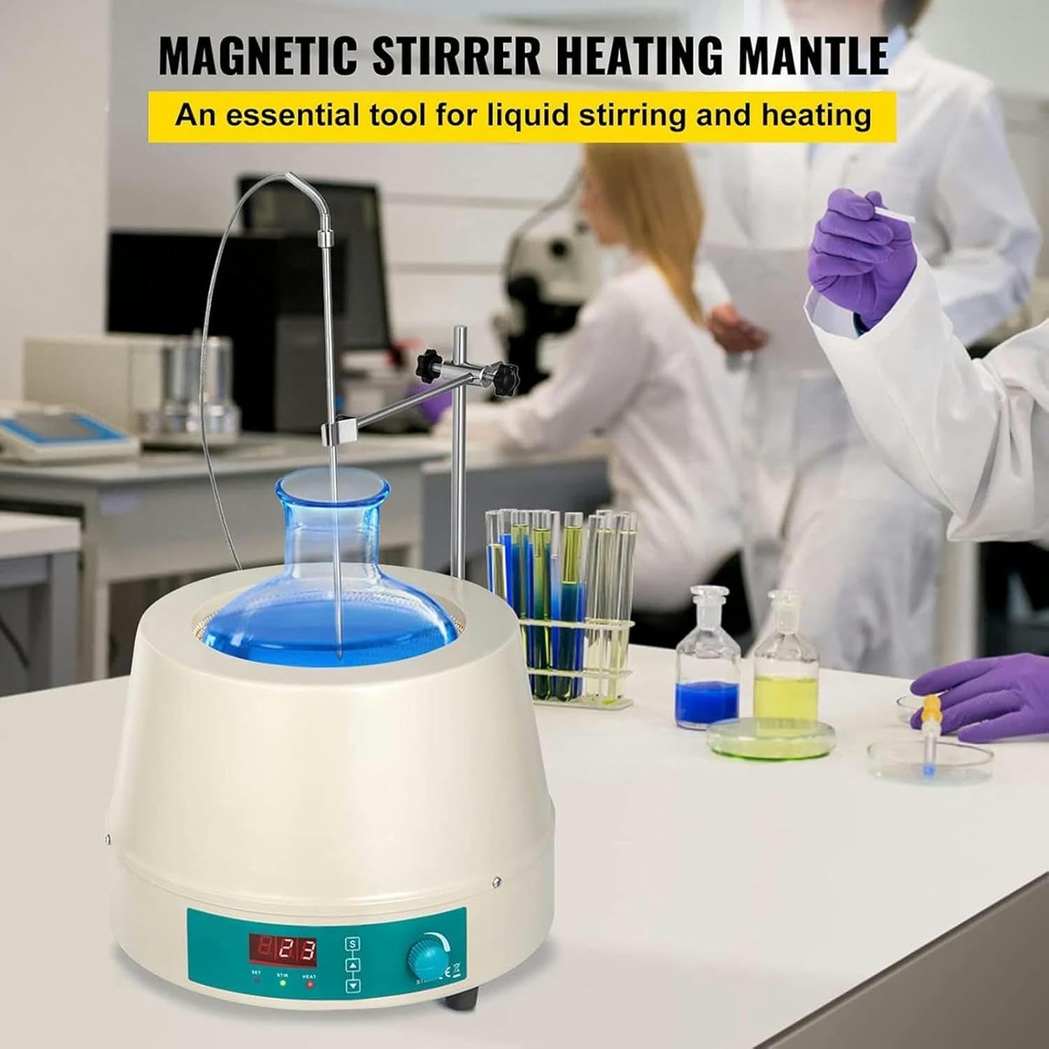 FLTRGO Magnetic Heating Plaque, 2 L Digital Screen, Hot Plate Mixer with Speed Adjustment with Stirring Bar, Hot Plate Max.450 ℃ Agitad