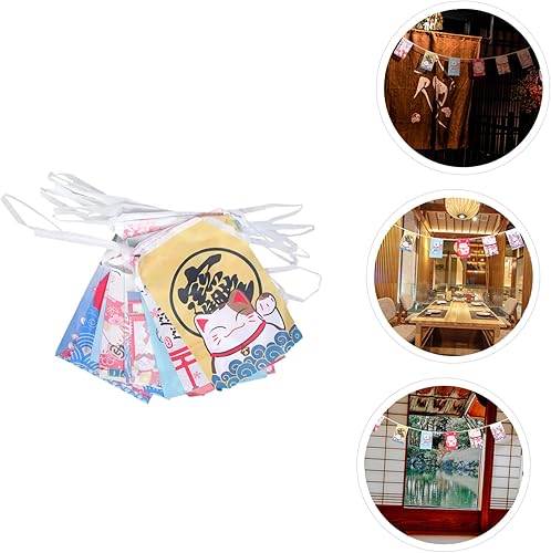 Miniatura 4 de 2 unids banderines maneki banner japonés adorno belén decoración Izakaya banner riqueza fortuna gato chimenea guirnalda gato bandera bandera sushi
