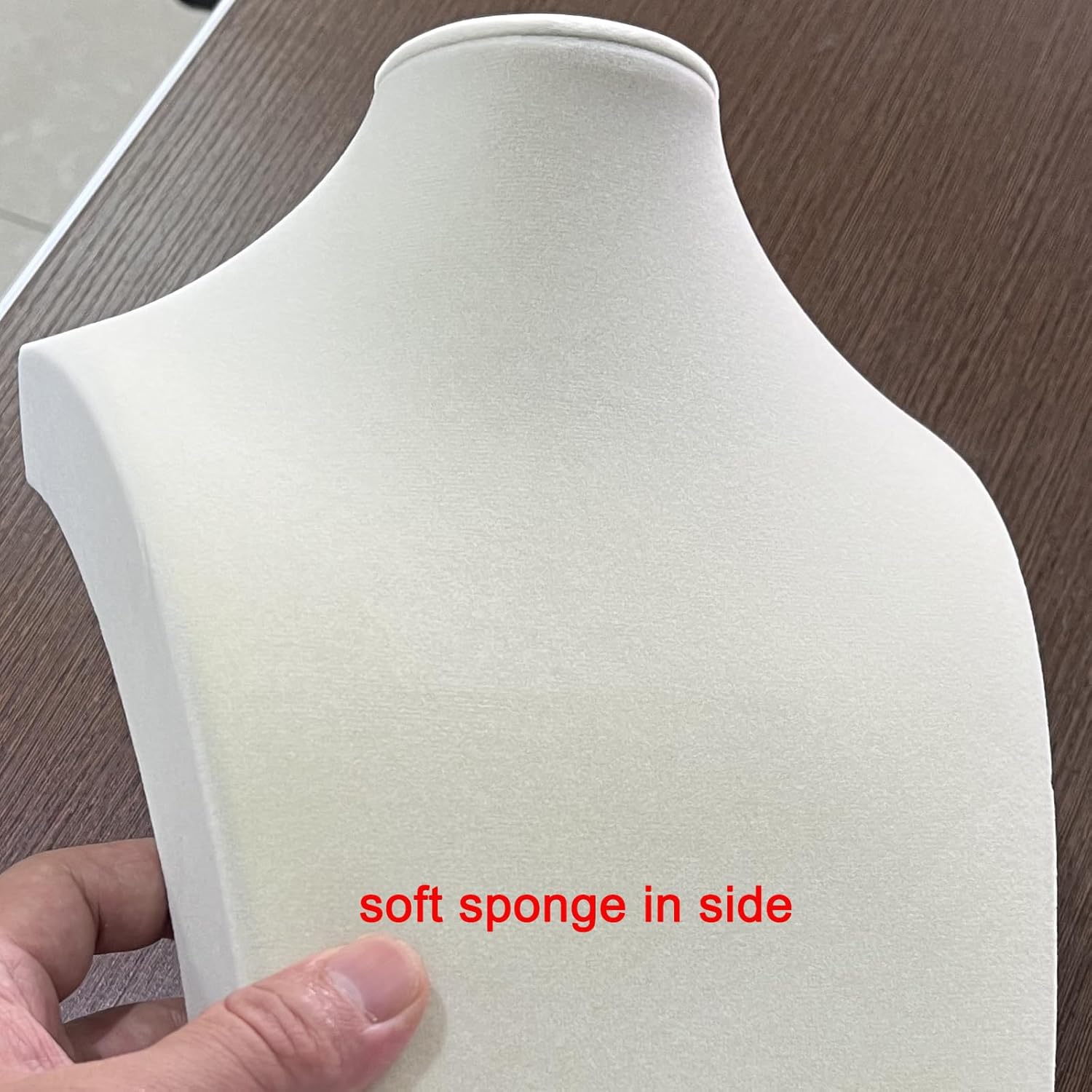 Necklace Bust Stand for Selling, Beige VelvetNecklace Display Holder, Jewelry Necklace Organizer Rack for Home Use or Shop Show (13" Height) - Image 3