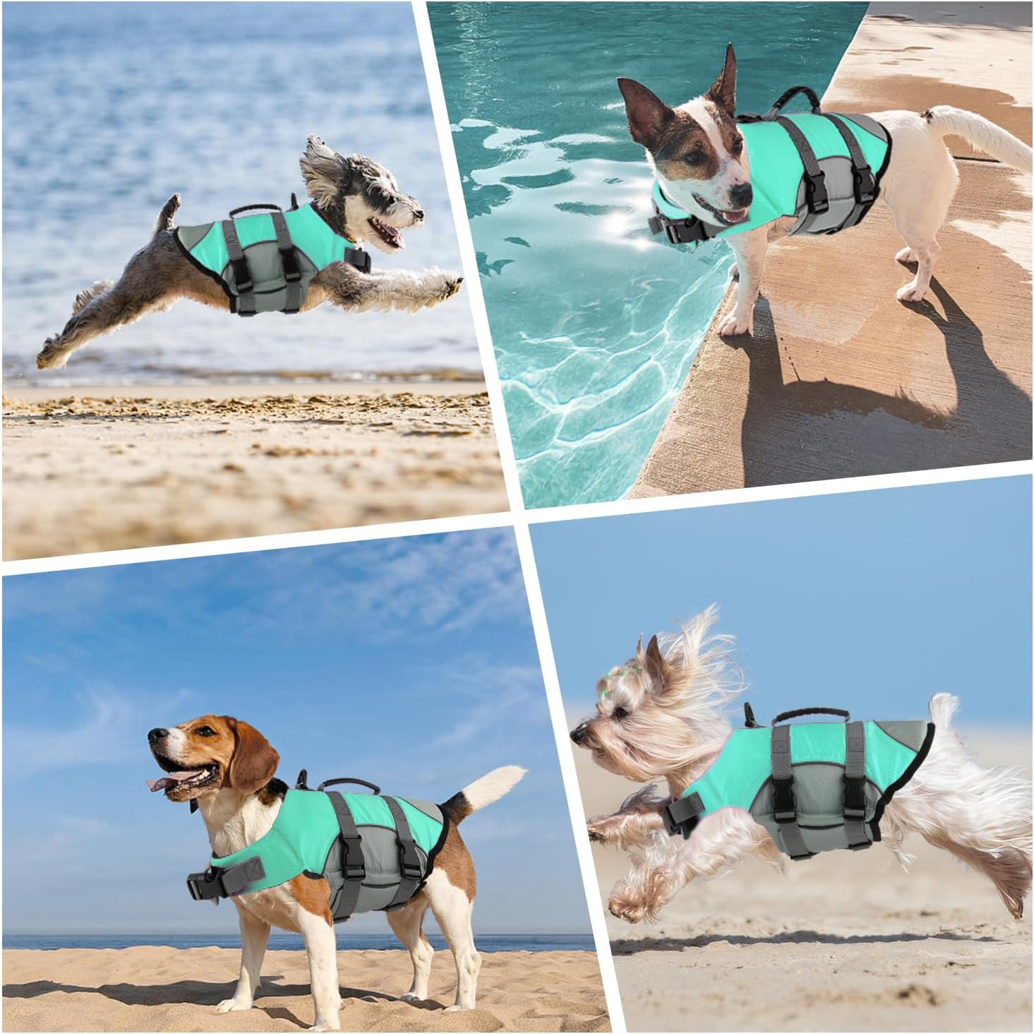 Adjustable Dog Life Jacket with Reflective Strips & Rescue Handle, Ripstop Pet Life Vest for Swimming Boating, Small to Large Dogs — view 5