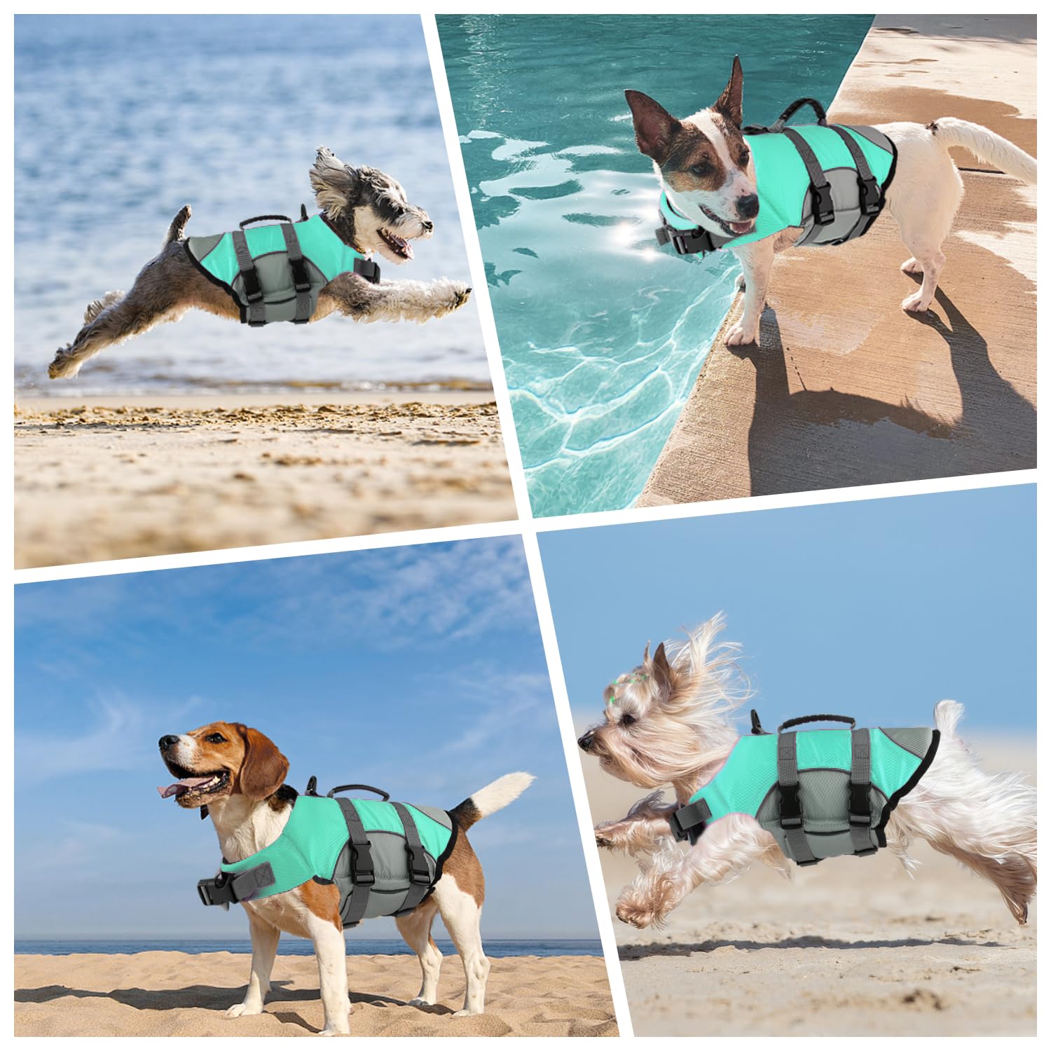 Mklhgty Chaleco Salvavidas para Perro, Reflectante, Ajustable, con asa de Rescate, para Nadar y navegar, Chaleco Salvavidas de Seguridad para Mascotas Ripstop para Perros pequeños, medianos y Grandes