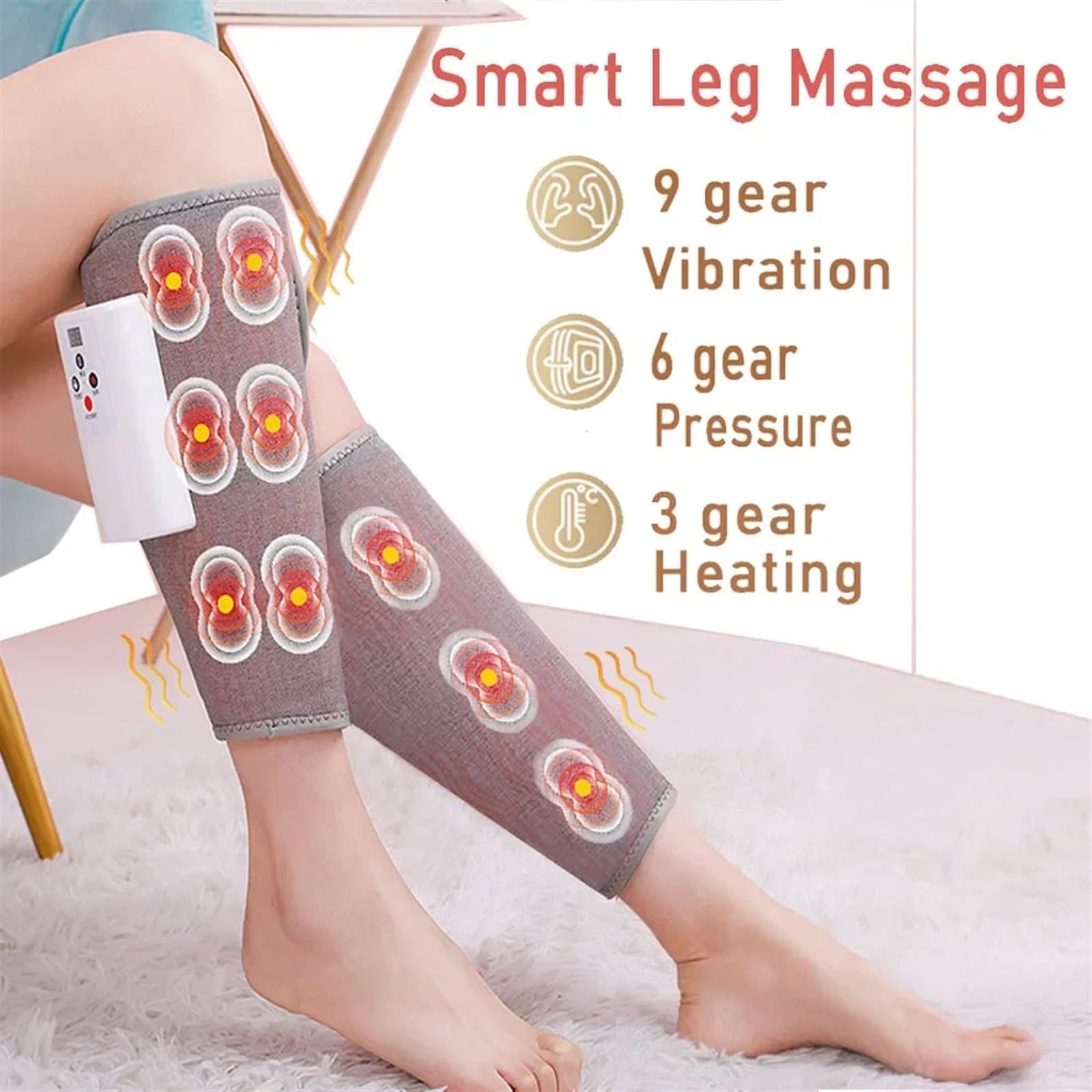 Masajeador eléctrico vibratorio for piernas, terapia de presión profesional con compresa caliente, masaje pies, aire que comprime los músculos for aliviar el dolor Seguro de usar(Single)