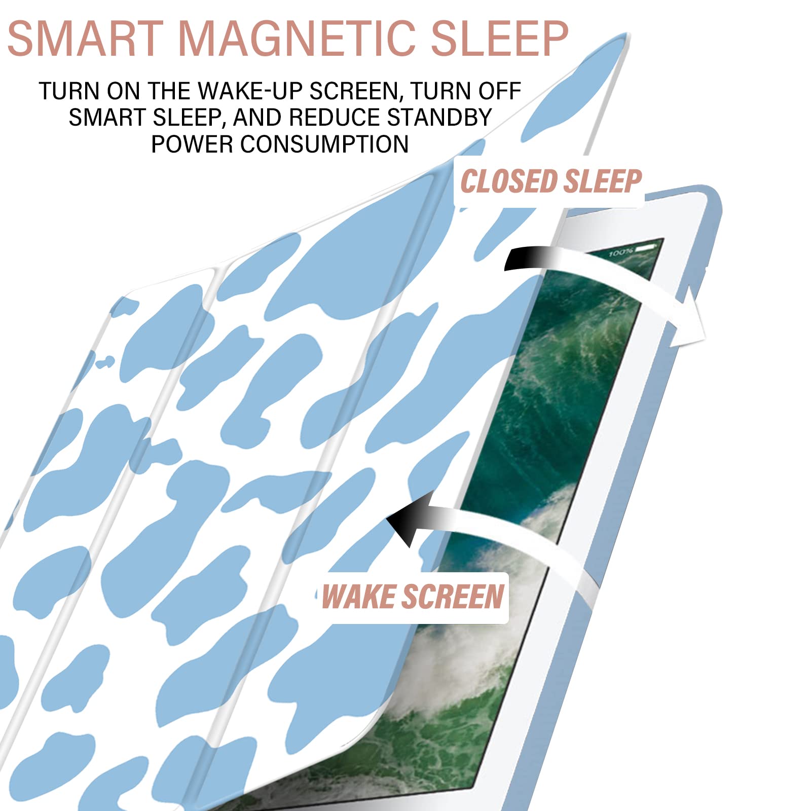 IPad Hülle 10,2 Zoll – Kompatibel Mit IPad 9./8./7. Gen, Mit Stifthalter & Sleep/Wake-Funktion, Blaues Kuhmuster Western-Design