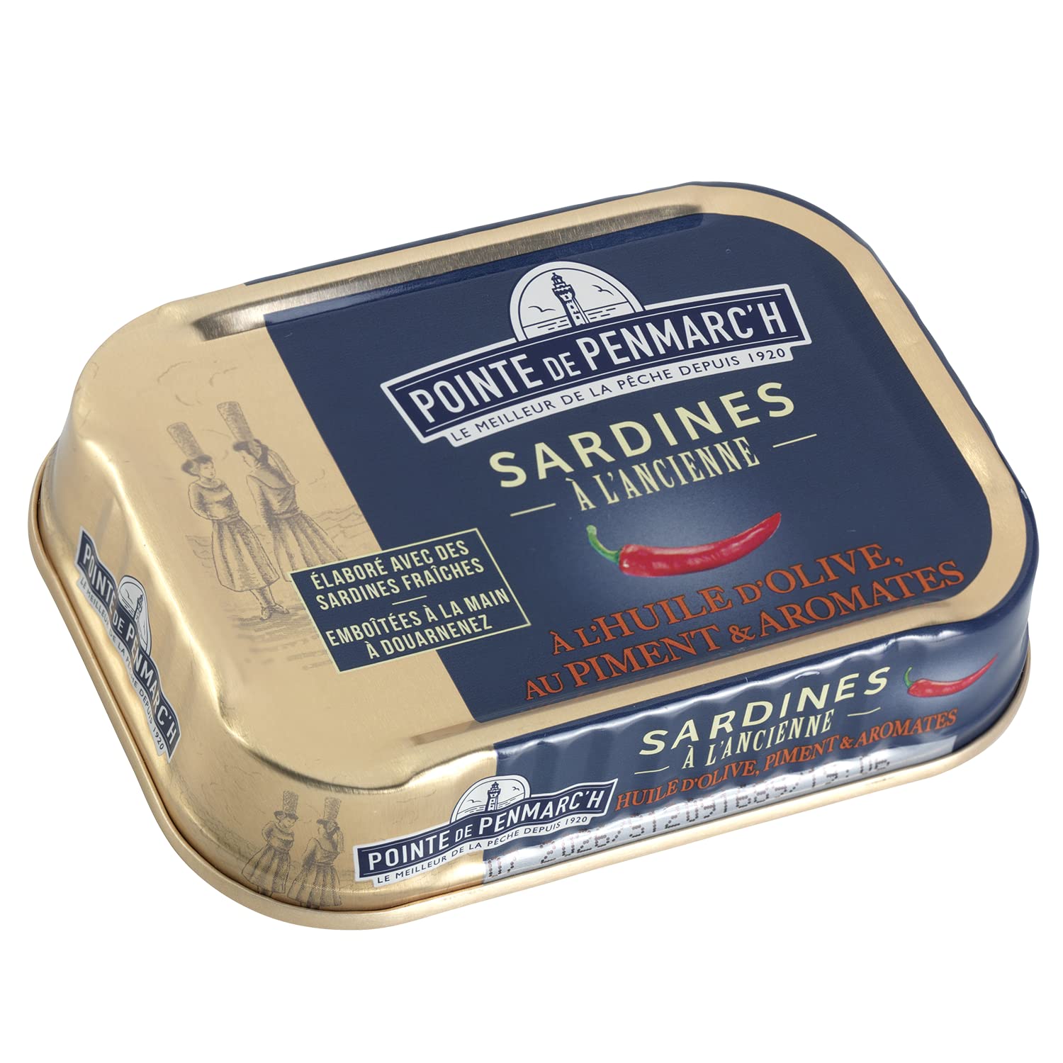 Sardines à l'ancienne à l'huile d'olive, piment et aromates Pointe de Penmarc'h le lot de 6 boîtes de 115g - Livraison en 2 à 3 jours ouvrés depuis la Bretagne
