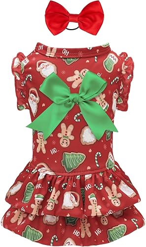 Miniatura 15 de CuteBone - Vestido de terciopelo para perro, falda de leopardo rosa, disfraz de mascota, ropa de gato con lazo, cuerda para el día de San Valentín