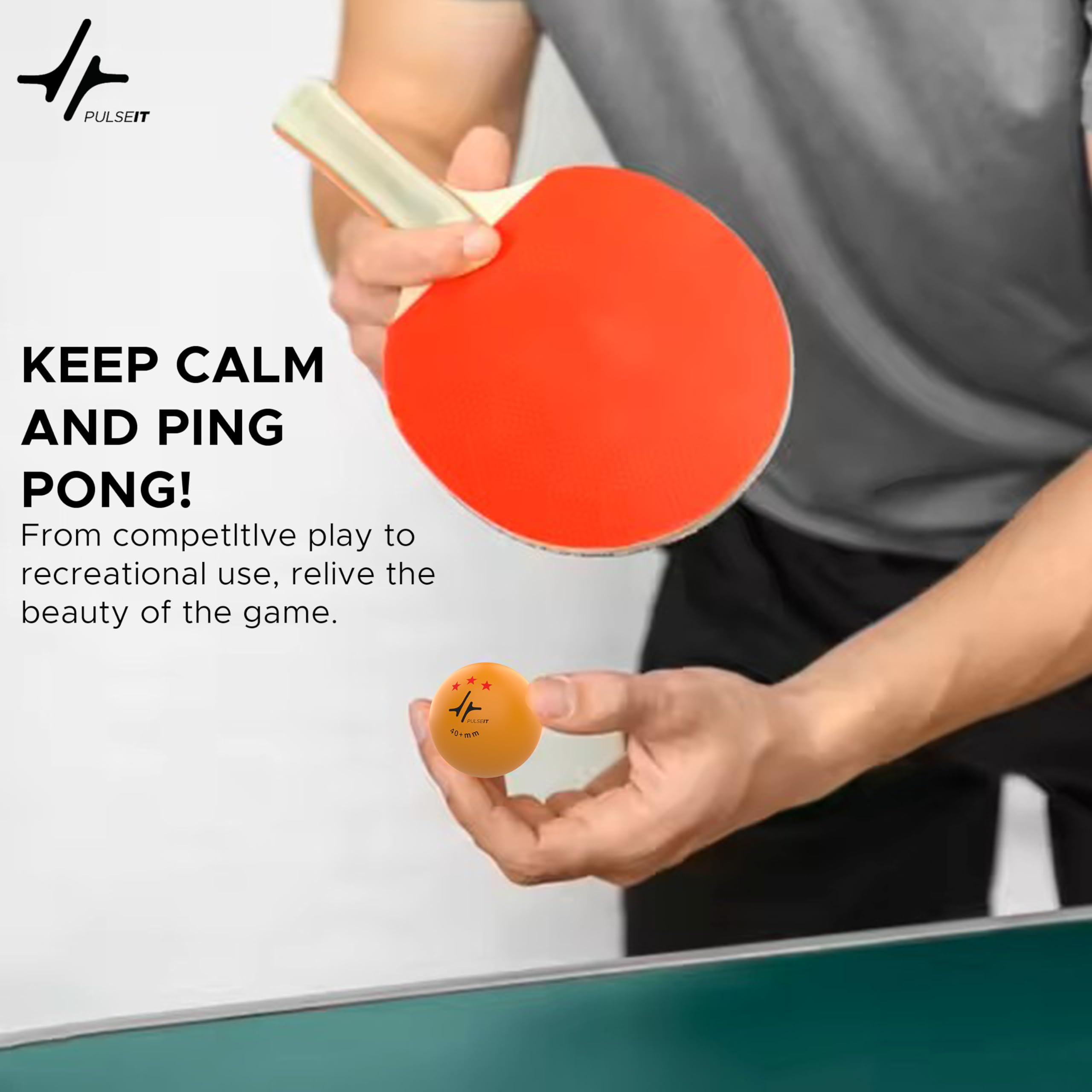 PulseITBounce - High Performance Table Tennis Balls, 40+ for Professional Matches, 3-Star Ping Pong Balls for Kids & Adults Training, Durable ABS Plastic (Orange) (Pack of 3)