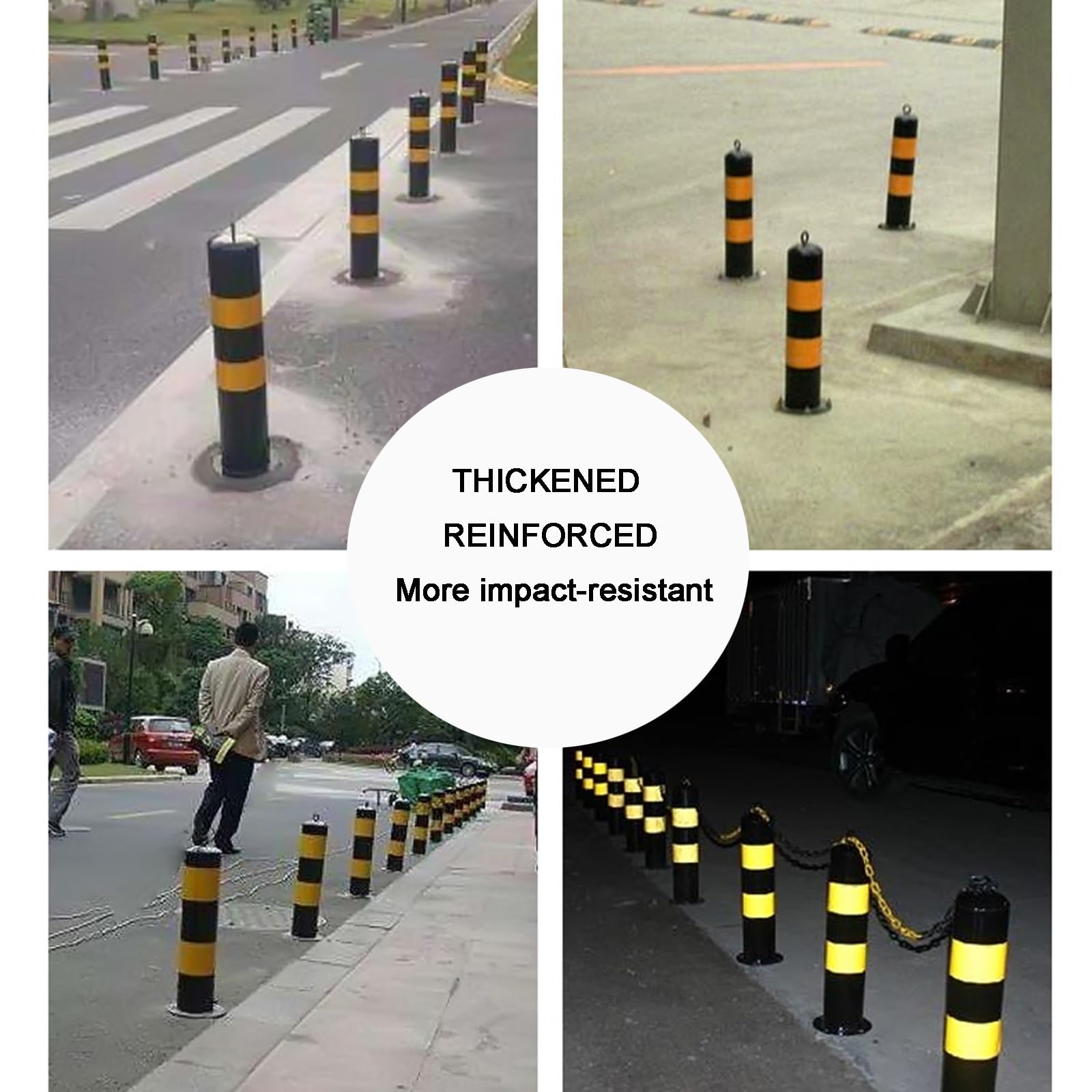 Borne de Verrouillage, Barriere Parking Colonne de Sécurité Routière Avertissement Hautement Réfléchissant, Barrières de Sécurité, Tuyau en Acier épaissi, Plus Résistant Aux Collisions