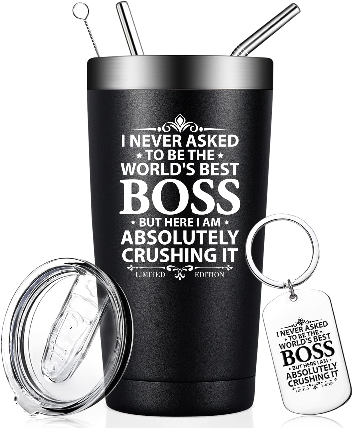 Fufandi Boss Gifts for Men Women - Boss Day Gifts - I Never Asked To Be The World's Best Boss Travel Tumbler - Boss Birthday Gift for Boss Female, Manager, Him - Tumbler Cup