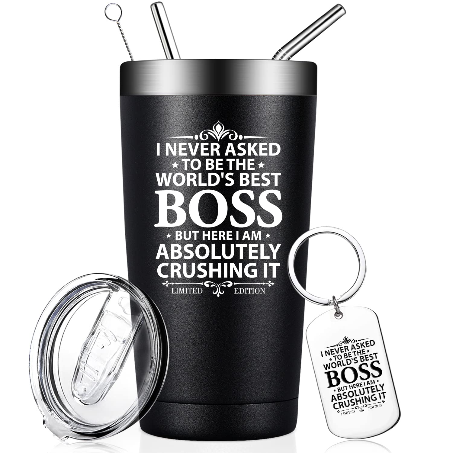 Fufandi Boss Gifts for Men Women - Boss Day Gifts - I Never Asked To Be The World's Best Boss Travel Tumbler - Boss Birthday Gift for Boss Female, Manager, Him - Tumbler Cup