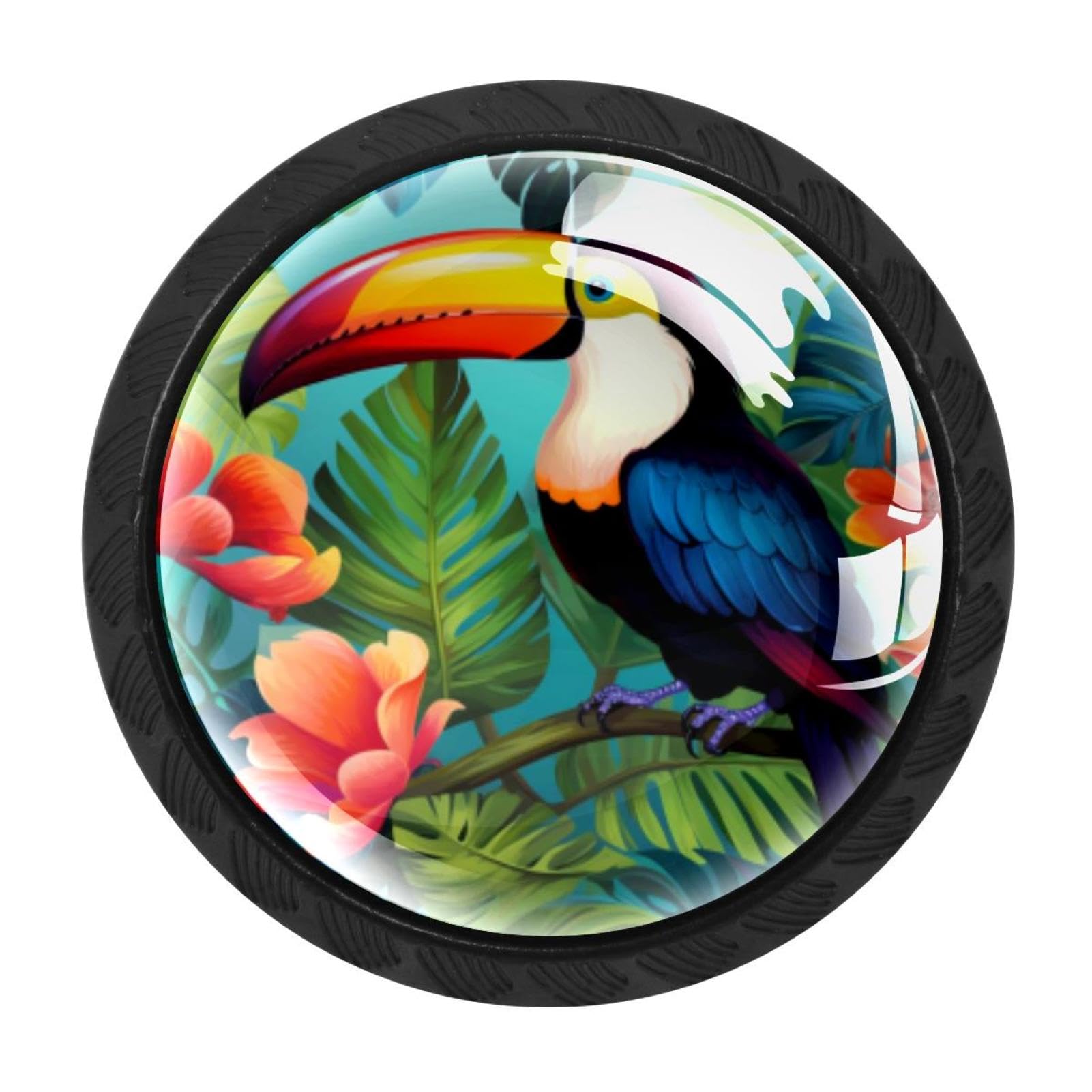Chenzzzz Multicolored 05 4 Pack Toucan Kitchen Cabinet Knobs Drawer Knobs Dresser Knobs Matte Black Zinc Knobs Drawer Pulls Door Knobs Dresser Drawer Handles Knobs For Dresser Drawers