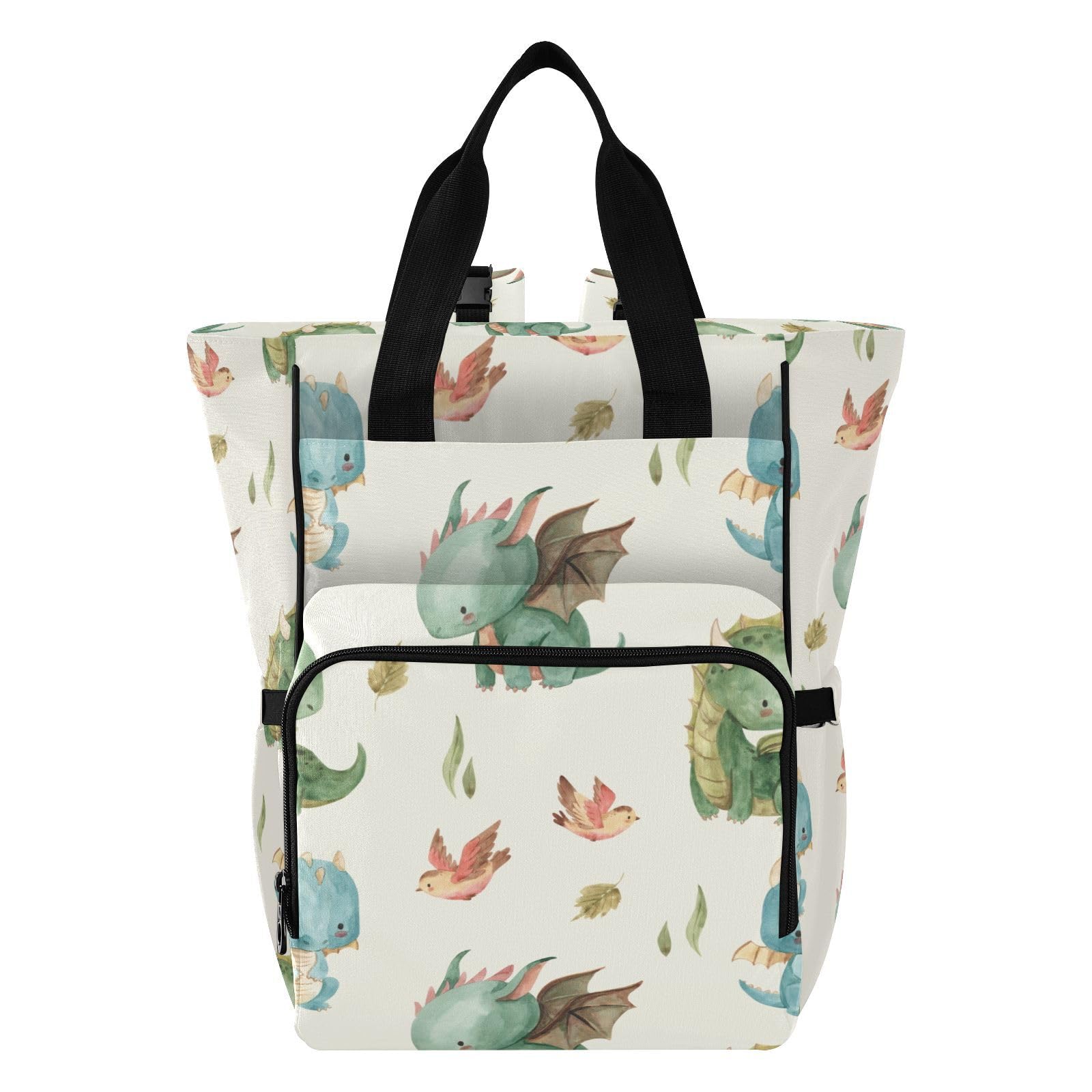 xigua Watercolor Dragon Diaper Bag Backpack Multi Function Baby Changing Bags Waterproof Large Capacity Travel Back Pack for Mom Dad, C120, 11.02"L x 5.91"W x 15.35"H, Travel Backpacks