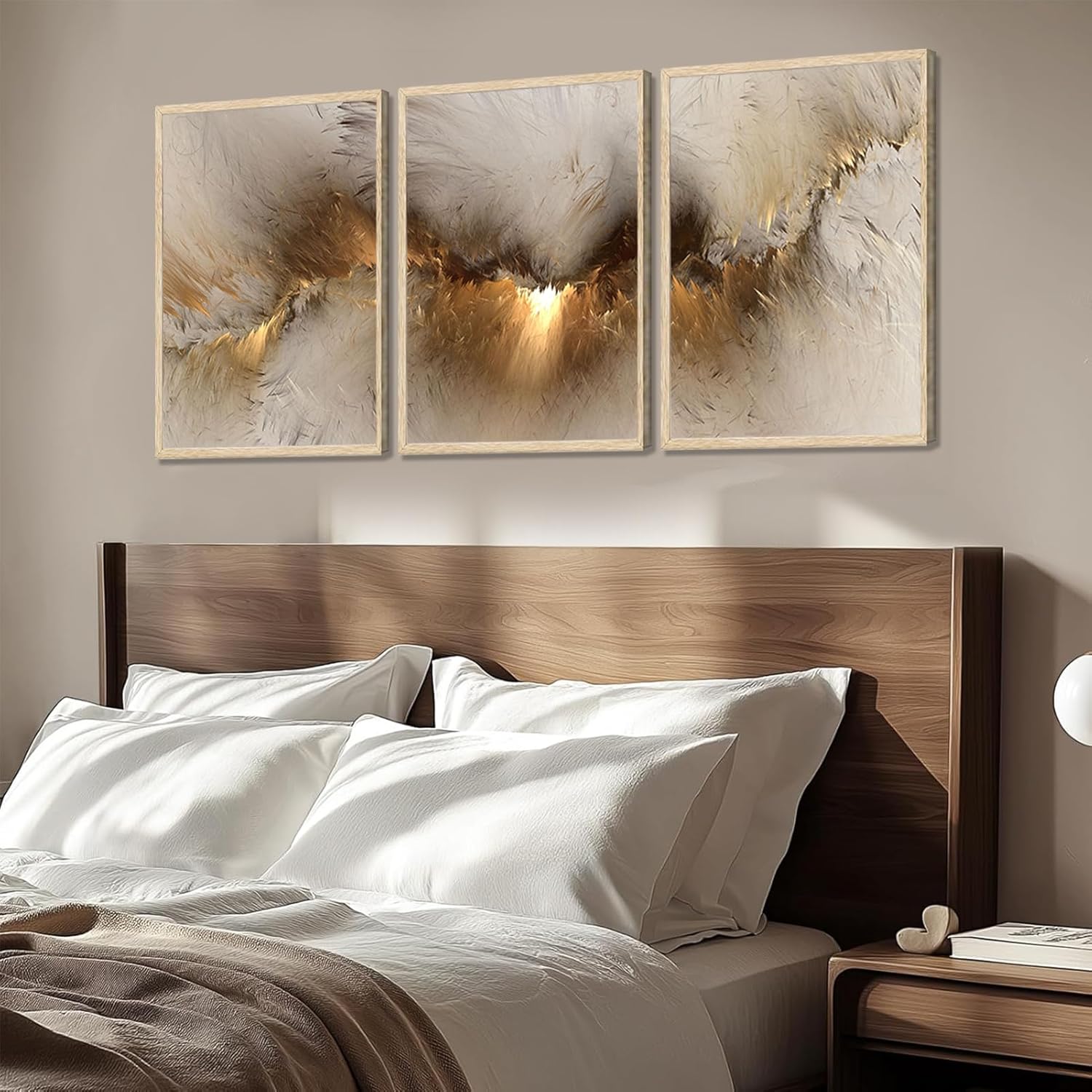 VPUQWGKE 3Pcs Golden Clouds Wall Art Modern Abstract Marble texture Picture Wall Decor Sky Scenery Print Artwork Nature Simple Paintings for Living Room Bedroom Bathroom Decoration 16x24in Poster