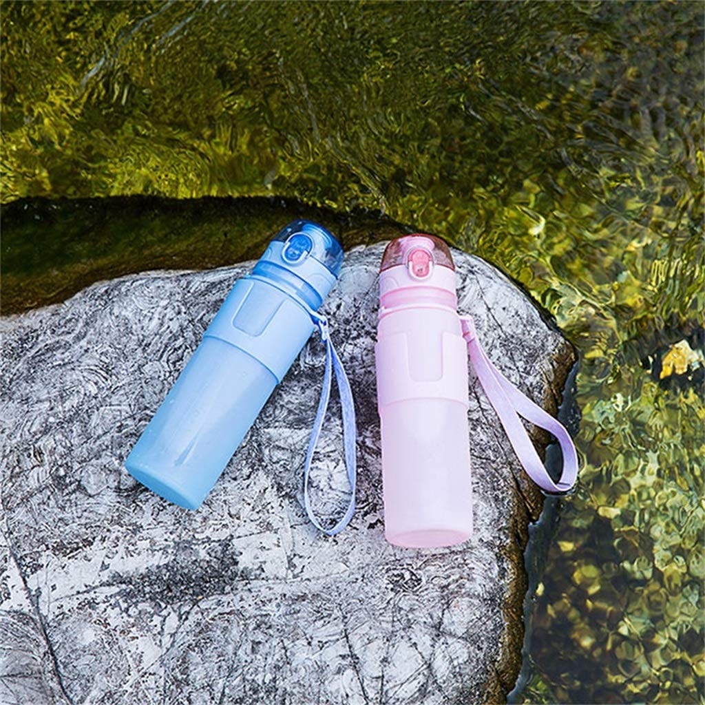 Klappbarer Wasserbecher, Rollbar Auslaufsicher Kind Tragbar Outdoor-Sportarten Wasserflasche 500 Ml (2 Farben)