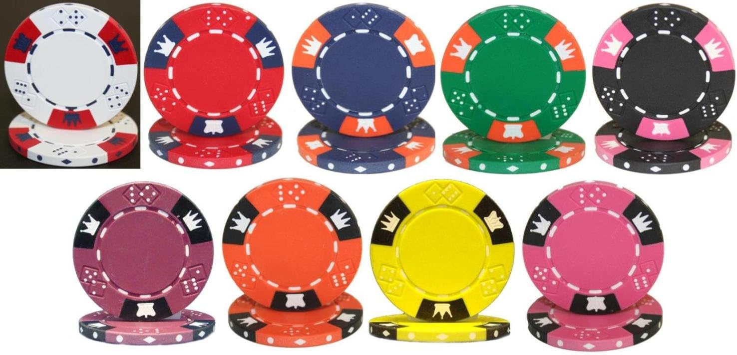 Crown & Dice 1000 Clay 14g Bulk Poker Chips - Choose