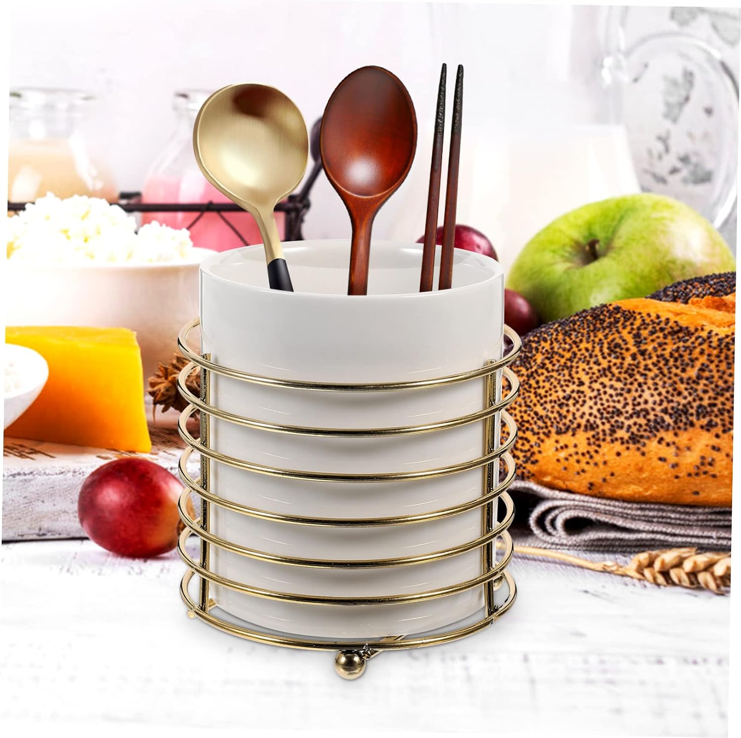 Nordic Ceramic Chopstick Holder Drainage Kitchen Utensil Organizer Cutlery Storage Box for Countertop Sturdy and Stylish Design