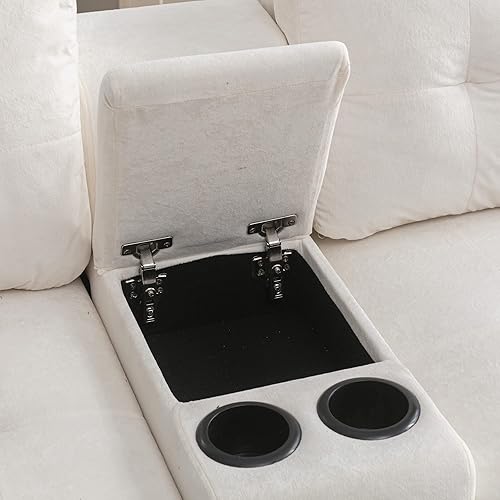 Miniatura 6 de Sofá seccional en forma de L, moderno sofá modular con diván de almacenamiento, sofá esquinero tapizado en forma de L con soporte para tazas y
