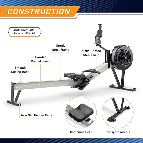 Miniatura 9 de Marcy Máquina de remo de resistencia al aire con ruedas de transporte