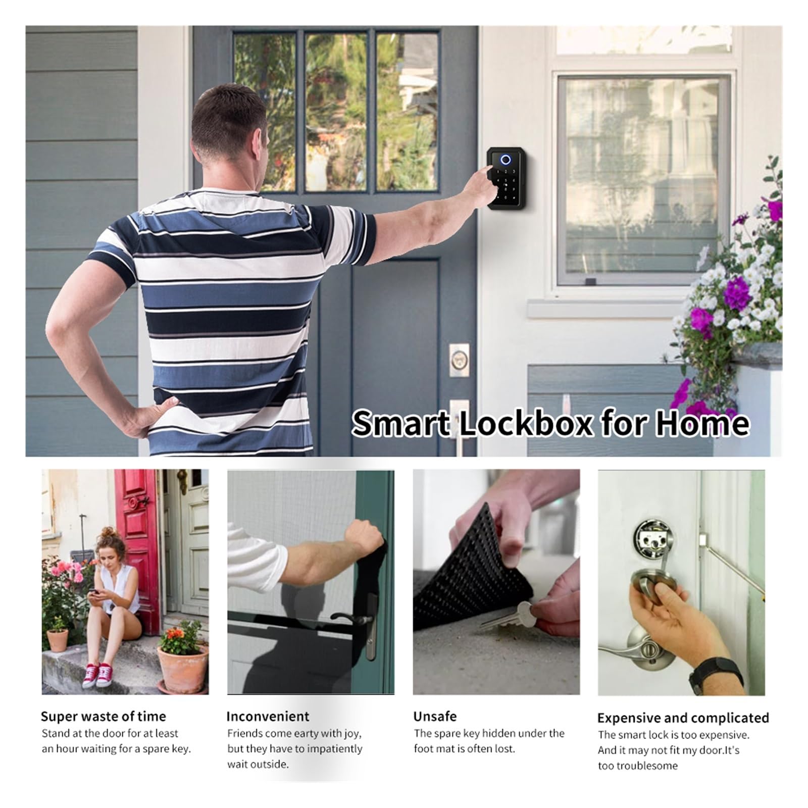 Cassaforte, cassaforte per la casa, Tuya Key Safe Ttlock Impronta Digitale Cilindro Digitale App Accesso Remoto Cassetta Di Sicurezza Montata A Parete per denaro, gioielli, documenti