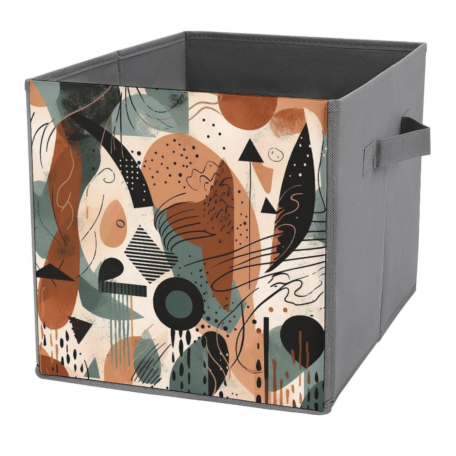 NONHAI Collapsible Storage Bins with Dual Handles Fabric Storage Basket Foldable Cubes Organizer Baskets Brown Retro Pattern Storage Boxes for Organizing Clothing Cube Storage Organizer Bins