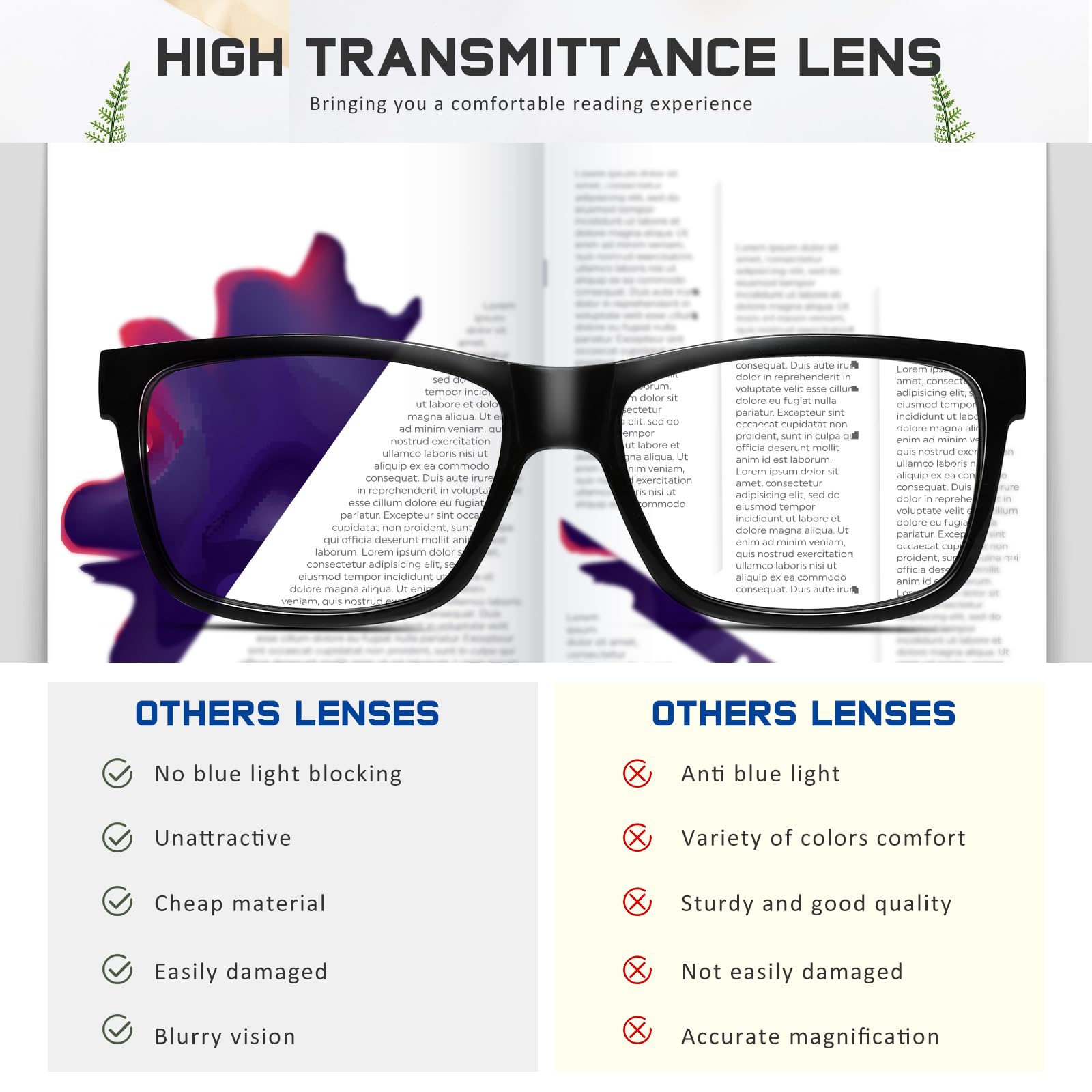 Lot de 2 lunettes anti-lumière bleue pour homme et femme, lunettes d'ordinateur légères