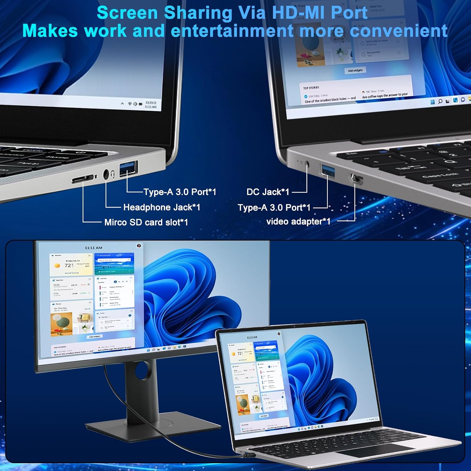 2026 14 Inch Laptop Computer Win 11Laptops with 8GB 256GB SSD Up to 1TBSSD Expand Laptops N4020 up to2.8GHz FHD 108OP Display Dual WiFiWebcam Portable Laptop for StudentsBusiness Home Office--Silver image 4